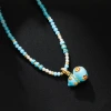 Hyacinth shak yin live burst esmalte goteo aceite azul calabaza colgante turquesa perlas collar mujer suéter cadena gargantilla Specification image